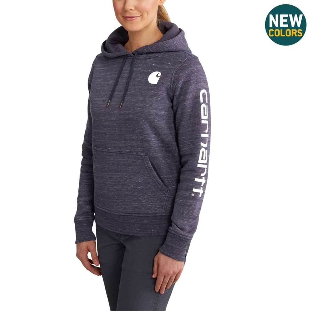 CARHARTT WOMEN'S RELAXED FIT MIDWEIGHT LOGO SLEEVE GRAPHIC SWEATSHIRT